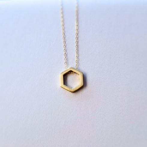 Gold Floating Hexagon Necklace